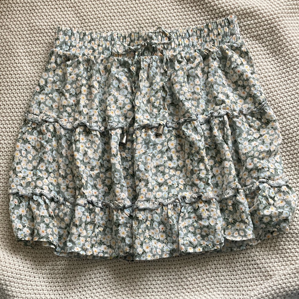 Floral Print Skirt in Green